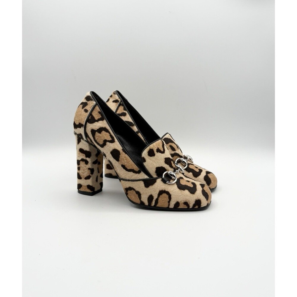 Gucci Pony Hair Cheetah Print Block Heels w/ Silver Horse-bit Accent Sz EU 36 - Picture 6 of 10